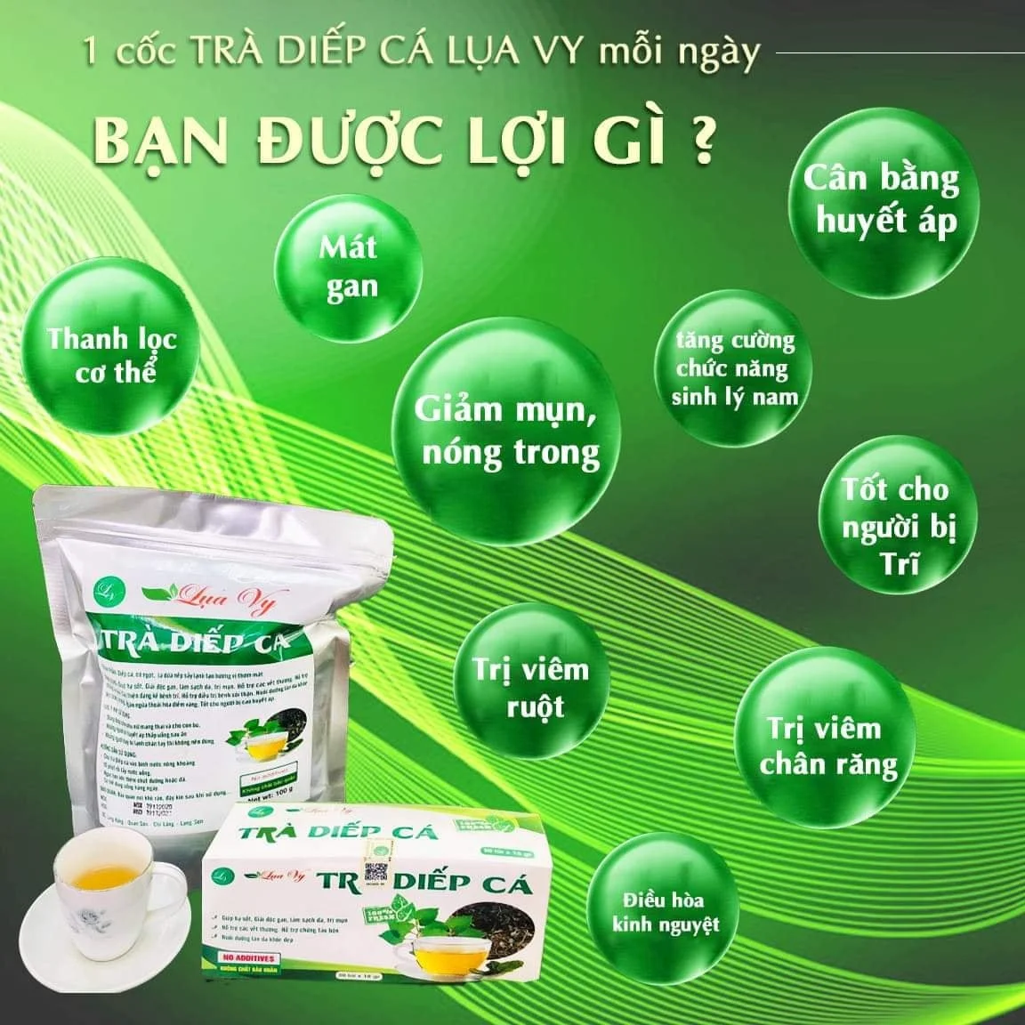 Trà Diếp Cá thanh nhiệt mát Gan,cải thiện tình trạng Trĩ