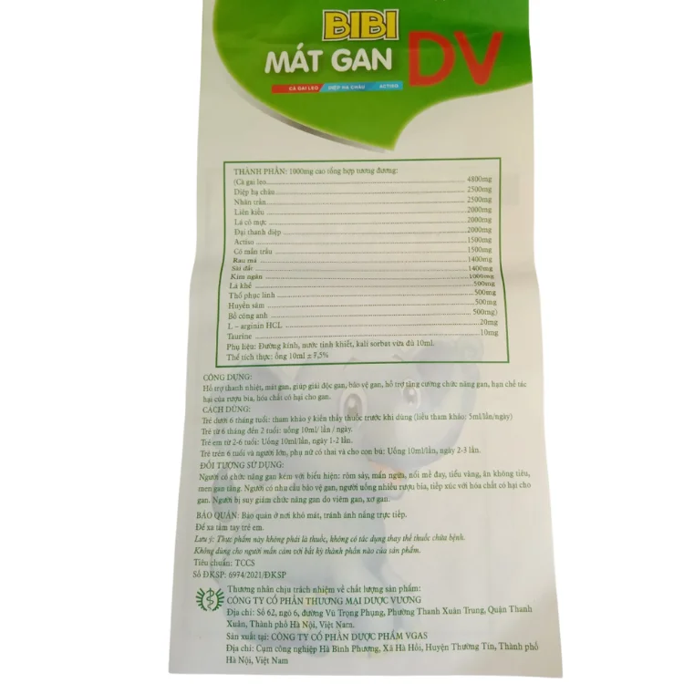 MÁT GAN BiBi DV Hỗ trợ thanh nhiệt, mát gan, giúp giải độc gan, bảo vệ gan