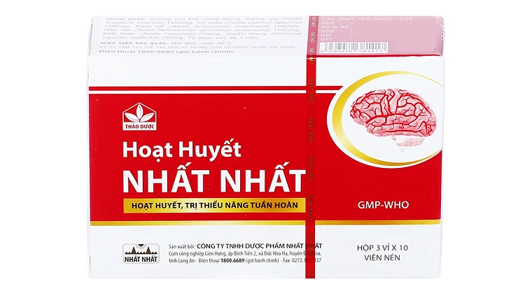 Thuốc Hoạt Huyết Nhất Nhất Trị đau đầu,hoa mắt chóng mặt (Hộp 30 Viên)