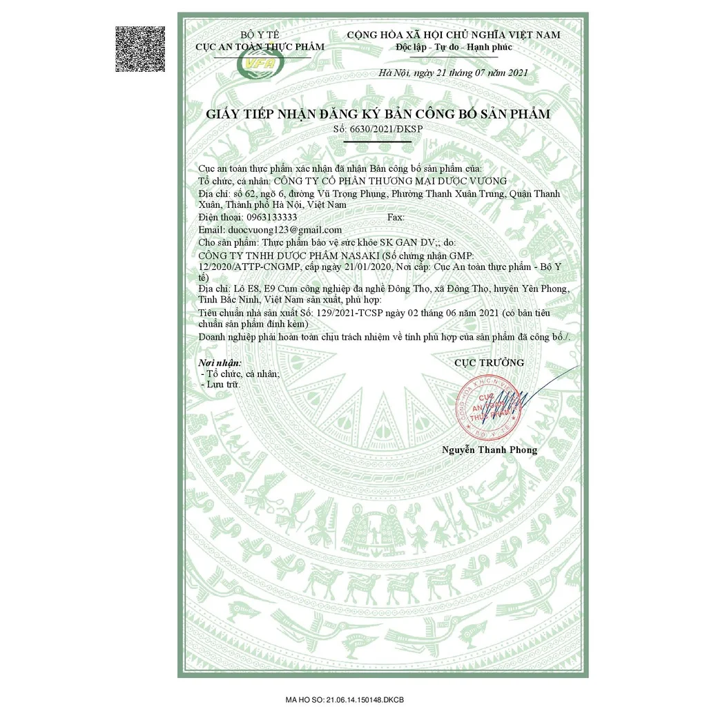 Thực phẩm bảo vệ sức khỏe SK GAN DV hộp 60 viên