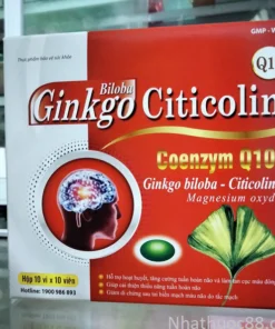 Ginko Citicolin Hỗ trợ tăng cường tuần hoàn máu não hiệu quả hộp 100 viên