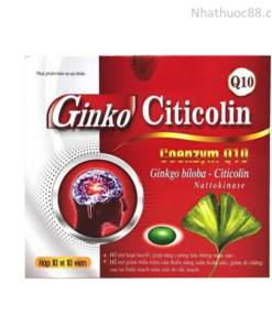 Dưỡng não Ginko Citicolin-Hỗ trợ tăng cường tuần hoàn máu não hiệu quả hộp 100 viên