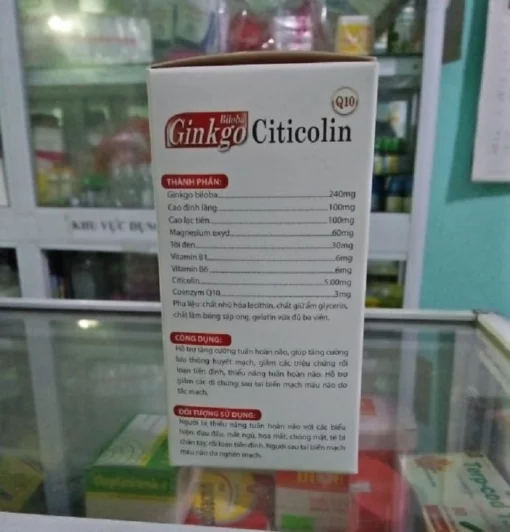 Ginko Citicolin Hỗ trợ tăng cường tuần hoàn máu não hiệu quả hộp 100 viên
