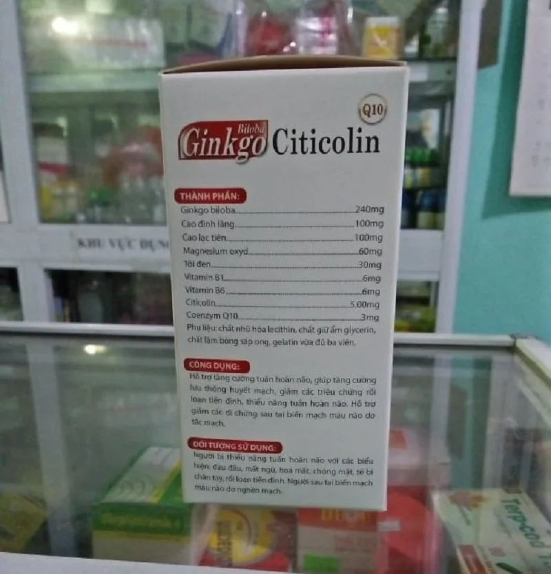 Ginko Citicolin Hỗ trợ tăng cường tuần hoàn máu não hiệu quả hộp 100 viên