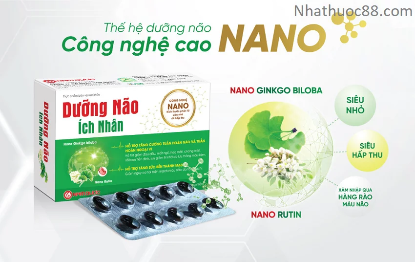 DƯỠNG NÃO ÍCH NHÂN hộp 20 viên hỗ trợ điều trị Hoa mắt chóng mặt