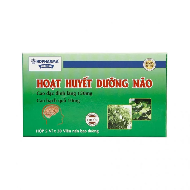 Hoạt Huyết Dưỡng Não HD lưu thông mạch máu não hộp 100 viên