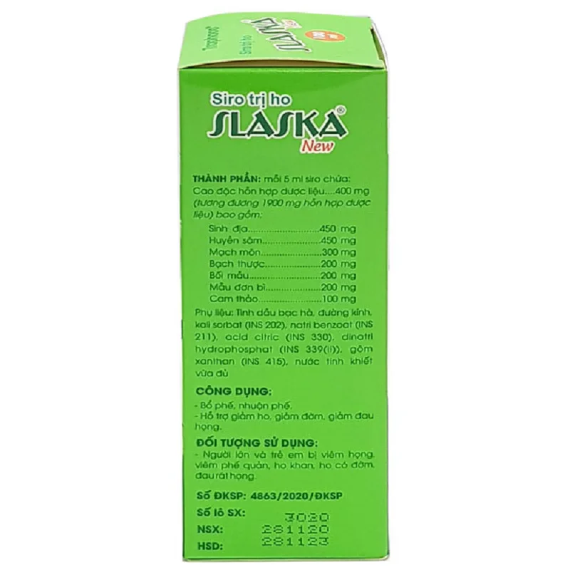 Siro ho Slaska New bổ phế, giảm ho lọ 100ml