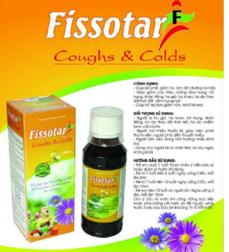 Siro ho Fissotar F bổ phế, giảm ho lọ 100ml