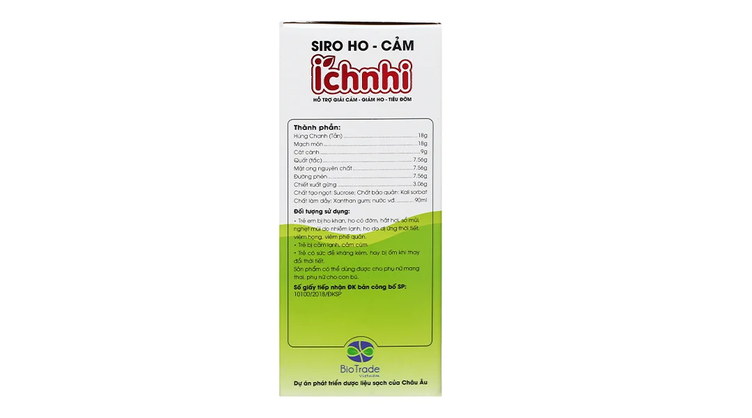 Siro ho cảm Ích Nhi hỗ trợ giảm ho, tăng đề kháng chai 90ml