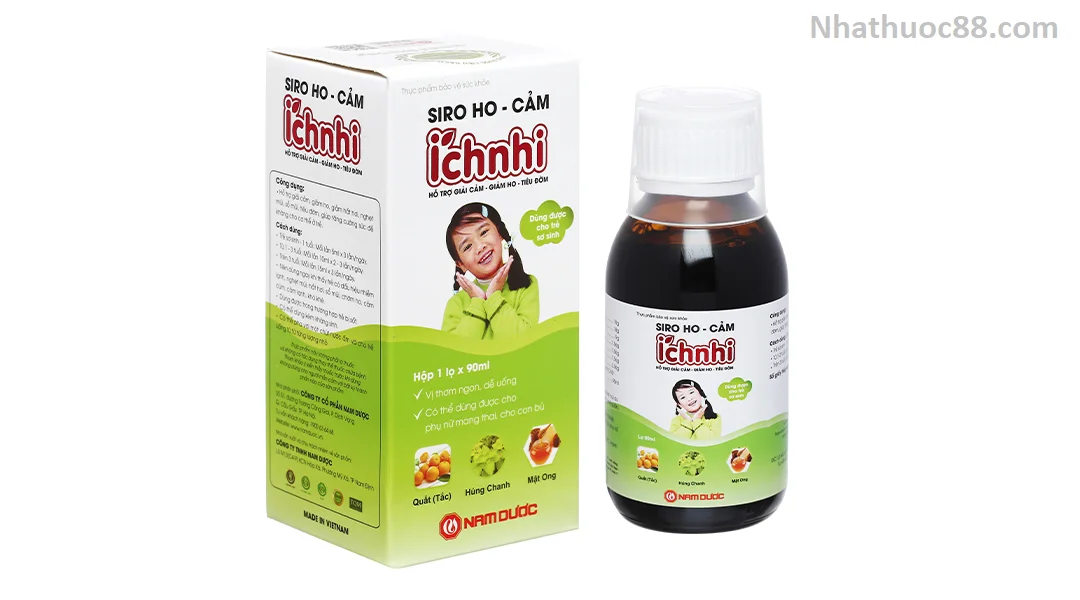 Siro ho cảm Ích Nhi hỗ trợ giảm ho, tăng đề kháng chai 90ml