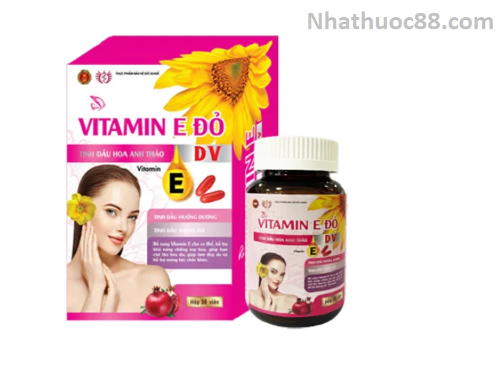 Viên uống VITAMIN E ĐỎ DV giúp hạn chế lão hóa da, giúp làm đẹp da