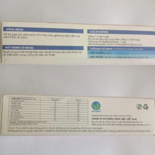 Viên uống hỗ trợ điều trị Gut Vietmec, giảm các triệu viêm khớp,Gout