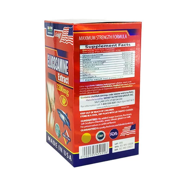 Viên uống hỗ trợ điều trị xương khớp Glucosamine Extract 3200mg USA ( 100 viên)