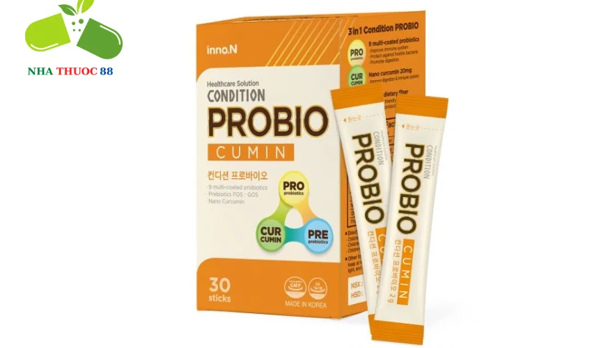 Men tiêu hóa Inno.N Condition Probio Cumin (30 gói) giúp giảm nhanh các triệu chứng tiêu chảy, táo bón