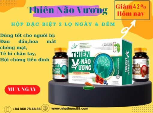 Viên uống Thiên Não Vương (60 viên)- giảm nhanh các triệu chứng đau đầu,chóng mặt,tê bì chân tay,mất ngủ kinh niên…