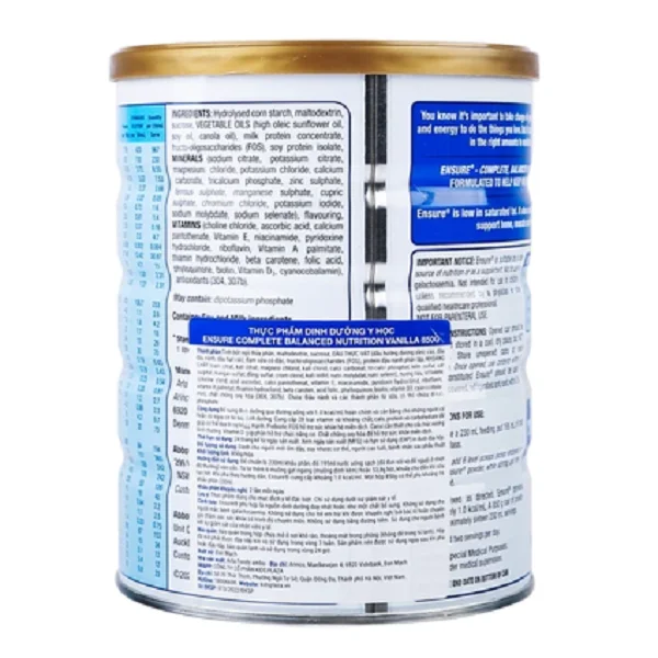 Sữa bột Ensure Úc 850g Vanilla- Bổ sung vitamin và khoáng chất giúp phục hồi và tăng cường sức khỏe