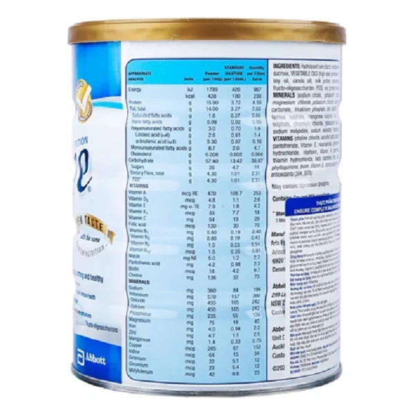 Sữa bột Ensure Úc 850g Vanilla- Bổ sung vitamin và khoáng chất giúp phục hồi và tăng cường sức khỏe