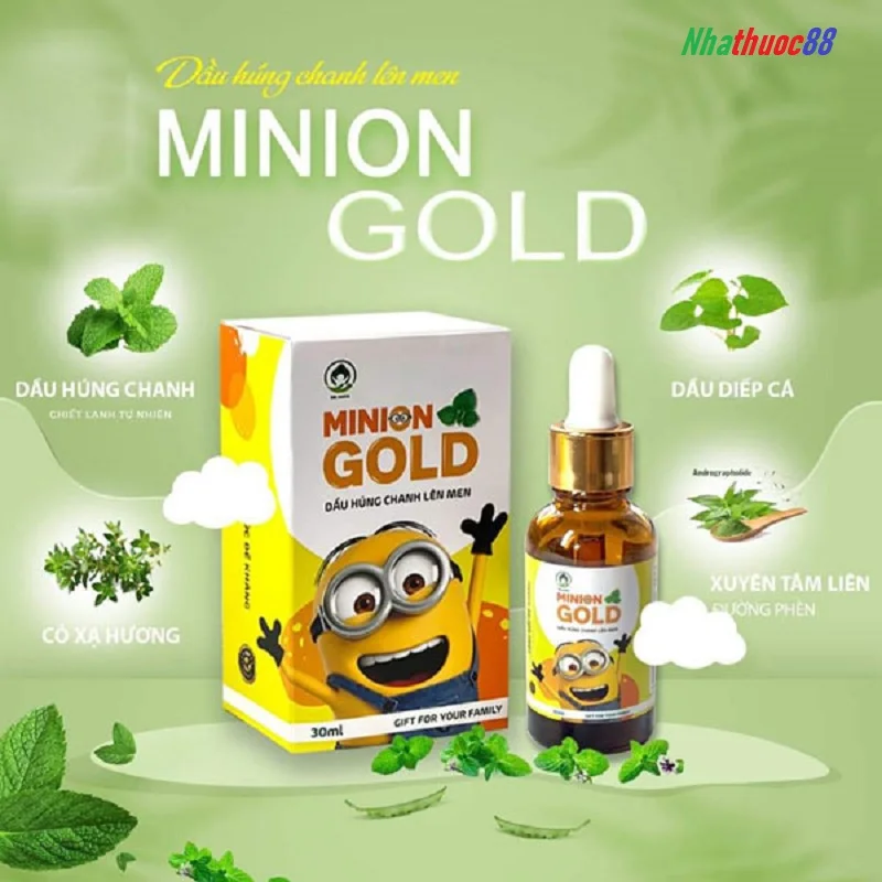 Dầu húng chanh lên men Minion Gold (30ml) hỗ trợ điều trị sốt, ho hen, cảm cúm