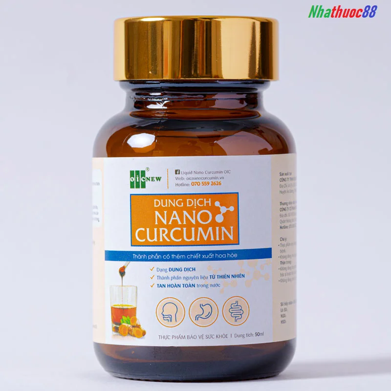 Dung dịch Nano Curcumin OIC 50ml giảm nhanh các triệu chứng ợ hơi, ợ chua, trào ngược