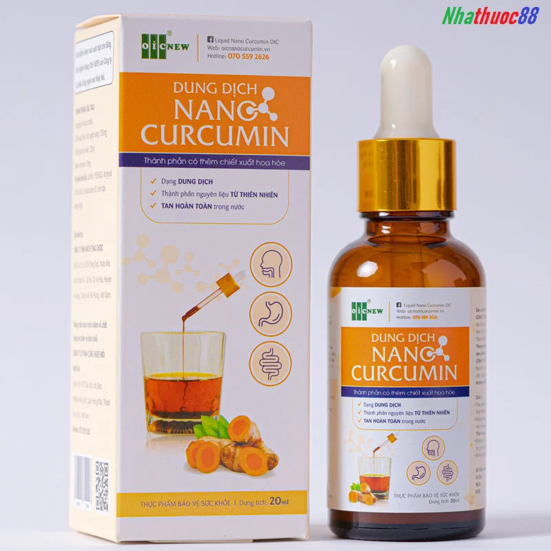 Dung dịch Nano Curcumin OIC 50ml giảm nhanh các triệu chứng ợ hơi, ợ chua, trào ngược