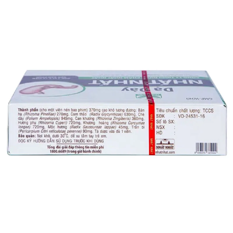 Dạ Dày Nhất Nhất (30 v) chỉ định diều trị viêm loét dạ dày, hành tá tràng cấp và mãn tính