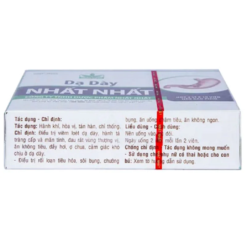 Dạ Dày Nhất Nhất (30 v) chỉ định diều trị viêm loét dạ dày, hành tá tràng cấp và mãn tính
