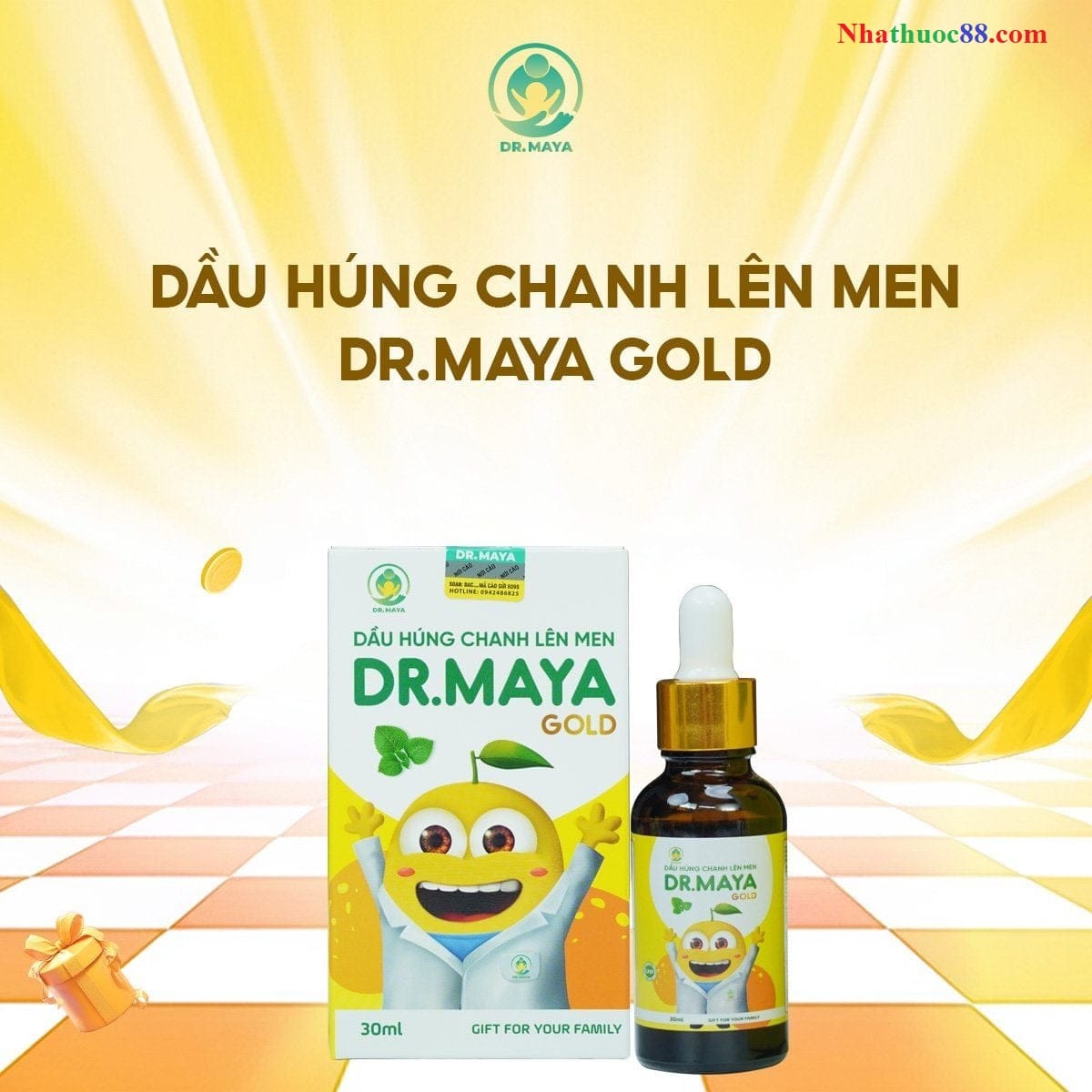 Dầu húng chanh lên men Dr.Maya Gold (30ml) hỗ trợ điều trị sốt, ho hen, cảm cúm