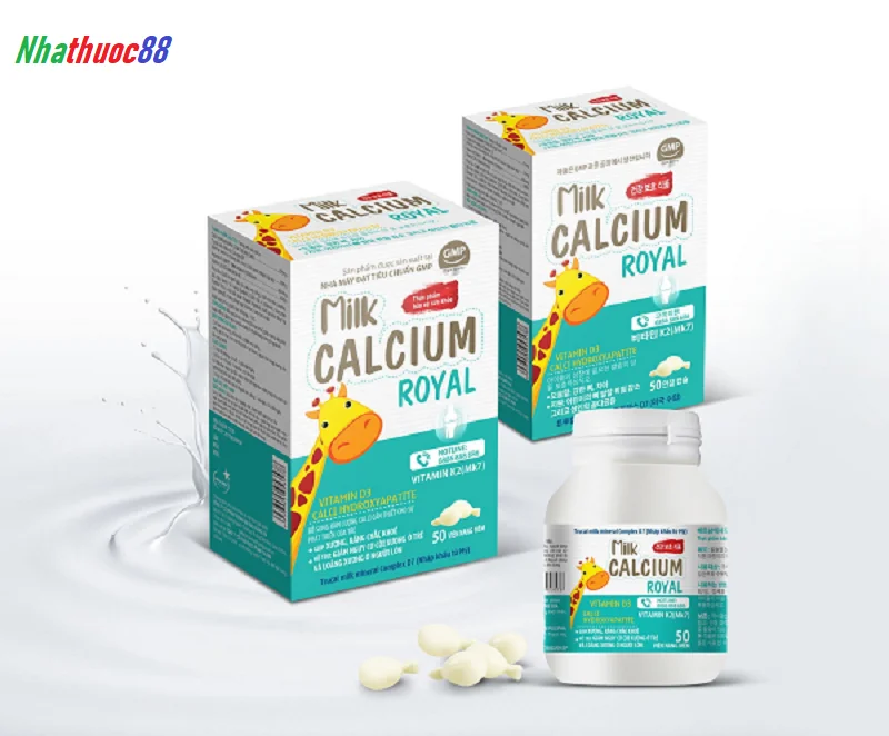 Milk Calcium Royal (50v) Bổ sung canxi cho trẻ em và người lớn như còi xương,mọc răng, phụ nữ mang thai