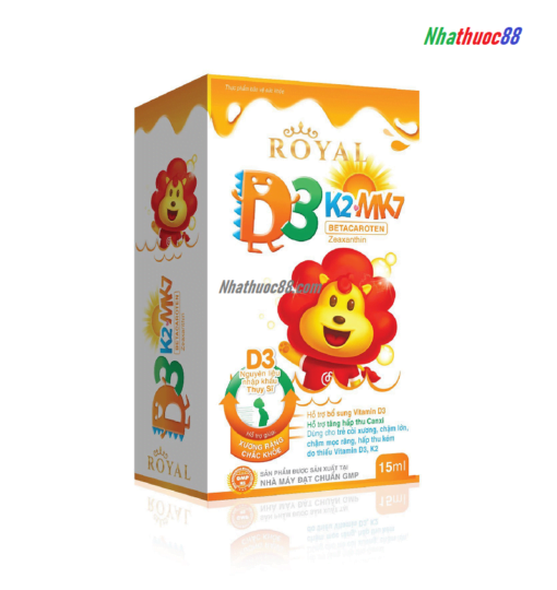 Vitamin nhỏ giọt D3 K2 MK7 Royal (15ml) Tăng hấp thu canxi, dùng cho trẻ còi xương, chậm mọc răng