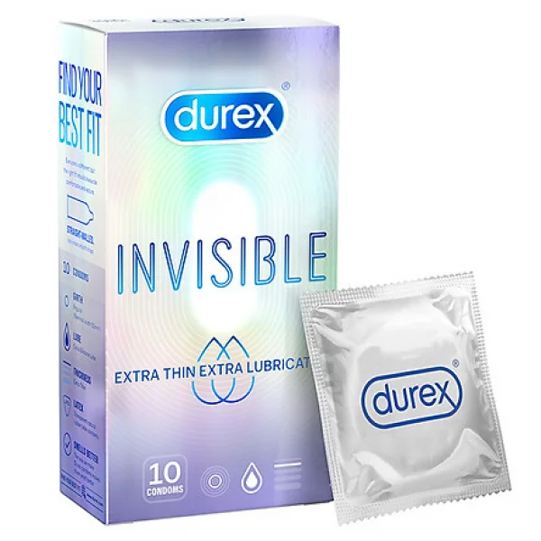 Bao Cao Su mỏng mát Durex Invisible Extra Thin Extra Sensitive Hộp 10 Cái