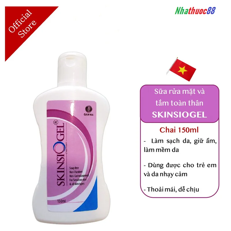 Sữa rửa mặt và toàn thân Skinsiogel làm mềm da, không gây khô da (150ml)