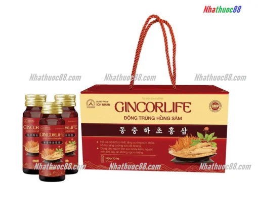 GINCORLIFE Đông Trùng Hồng Sâm Ích Nhân(10 Lọ) Hỗ trợ bồi cơ thể, tăng cường sức khỏe