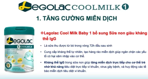 sữa LEGOLAC COOLMILK BABY 850G (1) Tăng cường miễn dịch cho trẻ 0-12 tháng tuổi
