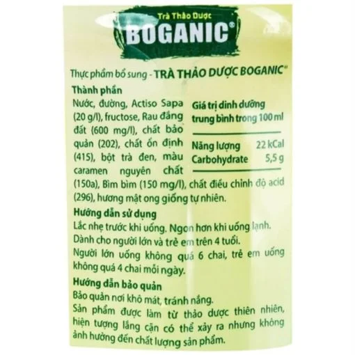 Nước uống BOGANIC trà thảo dược (290ml) thùng 24 chai