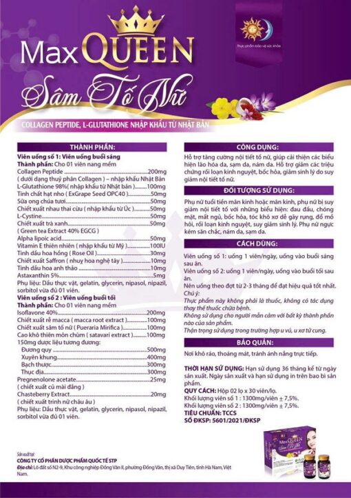 Sâm Tố Nữ MAX QUEEN – Bí quyết gìn giữ nét xuân