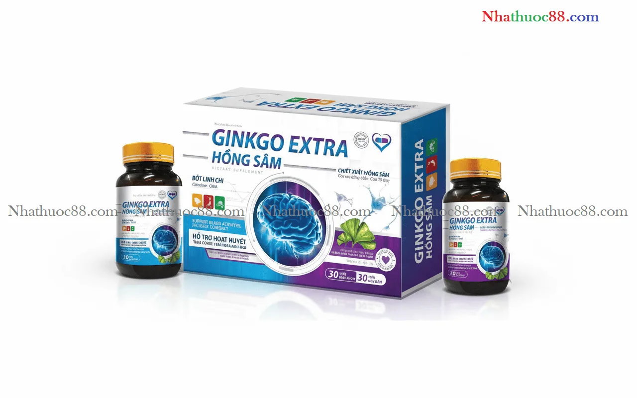 Bổ não Ginkgo Extra Hồng Sâm – Não Khỏe, Minh Mẫn, Hỗ Trợ Tuần Hoàn Máu